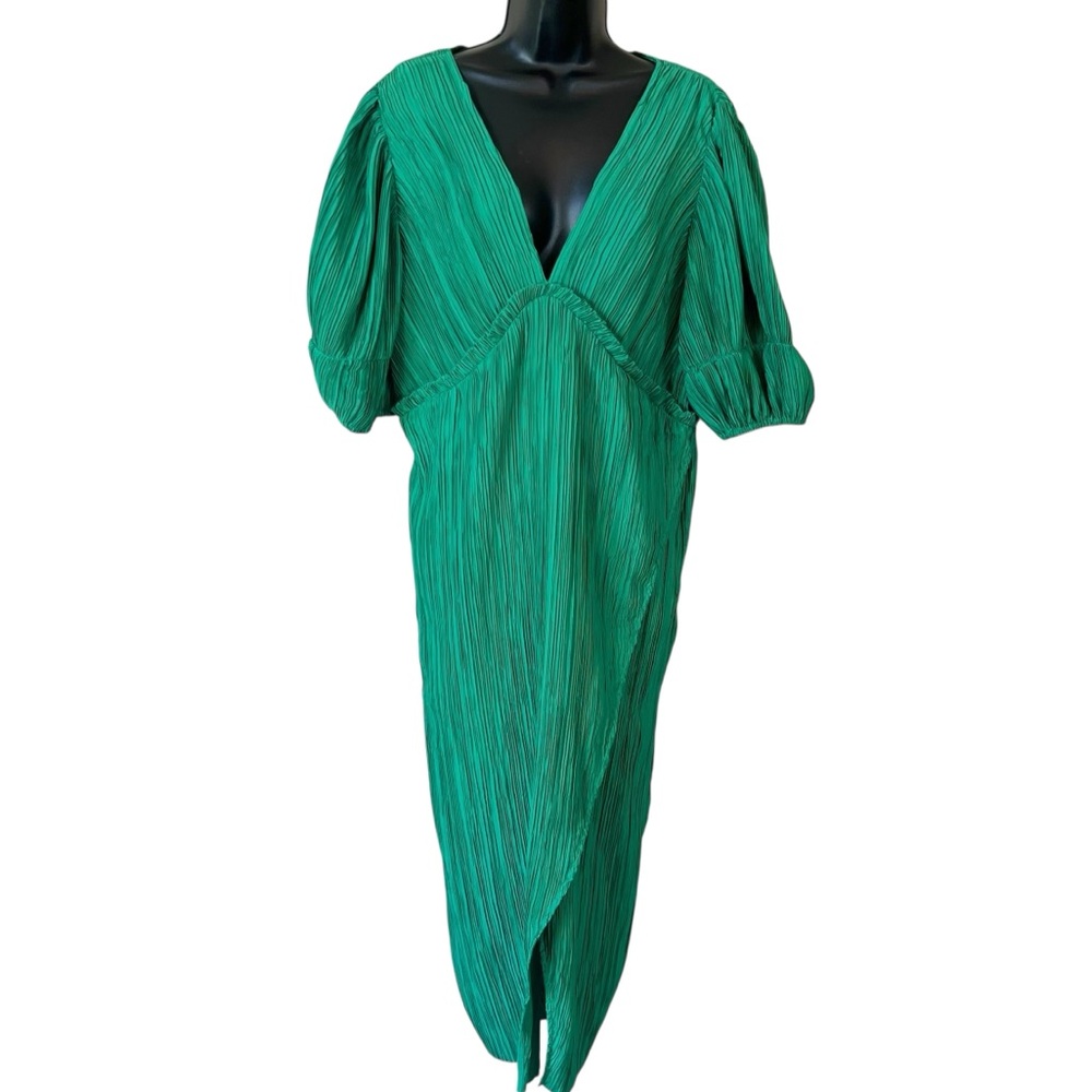 Anthropologie V-Neck Pleated Slim Midi Dress